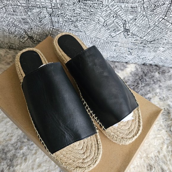 Little Burgundy- Black Platform Espadrilles Sandals - Picture 3 of 5